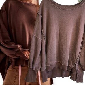 Free People Camden Sweatshirt Chocolate
Love Brown Distressed Size S